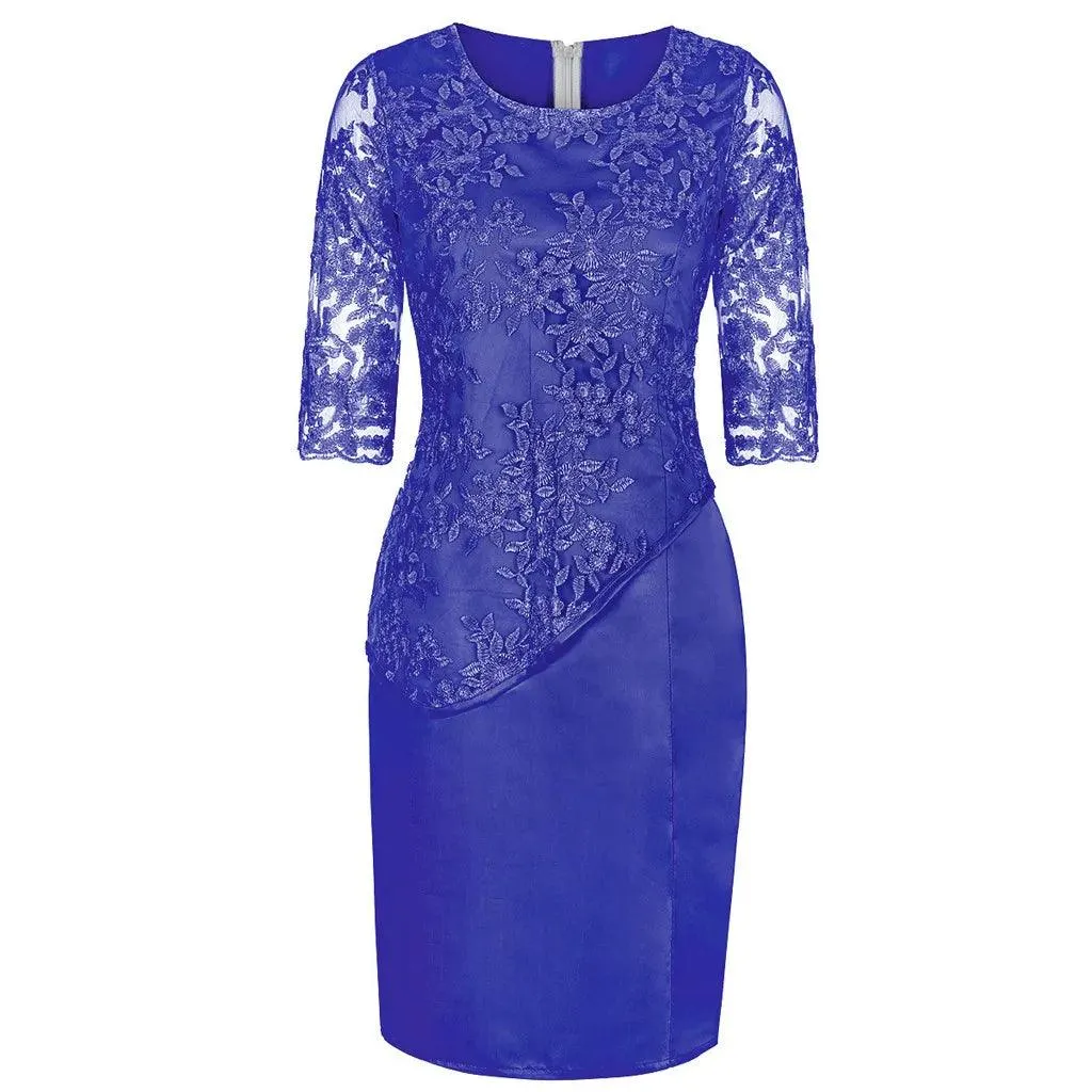 Women Plus Size Sequined Dresses Fashion Short Solid Lace Mini Dress Simple Oversized Ladies Cocktail Evening Party Dresses