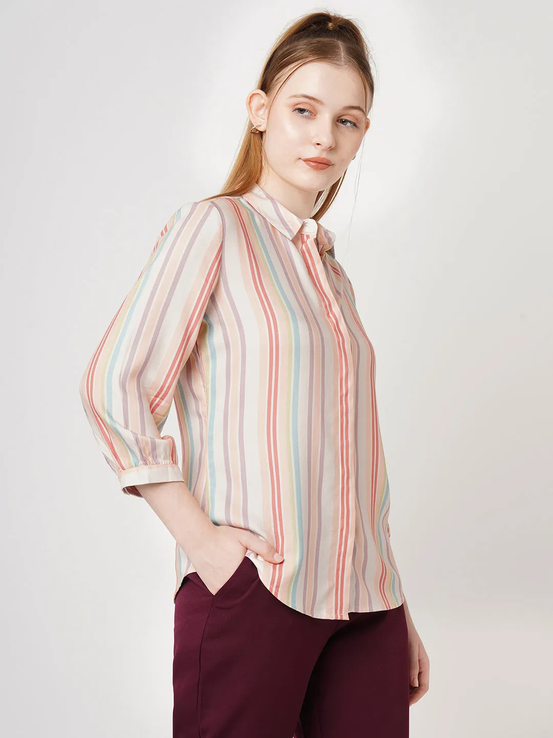Women Printed Stripe Shirt