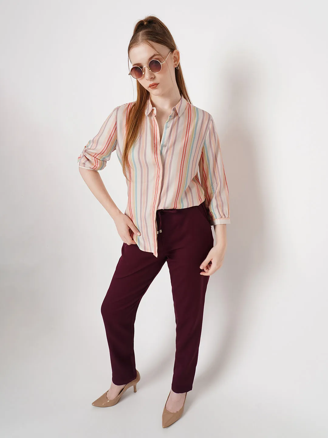 Women Printed Stripe Shirt