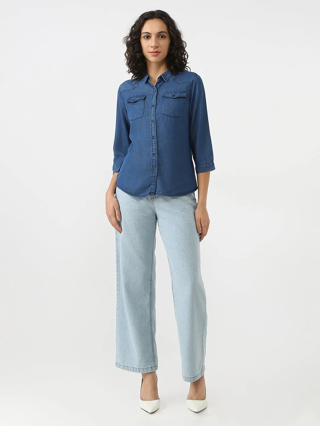 Women Slim Fit  Denim Shirts