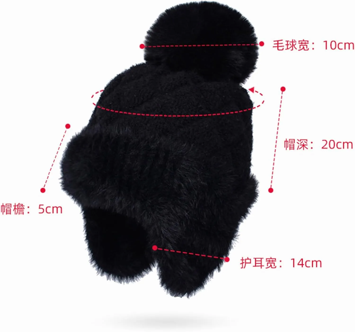 Women Winter Sherpa Beanie Hats Knit Ear Flaps Peruvian Cover Ears Fleece Lined Fluffy Ski Snow Hat with Pompom