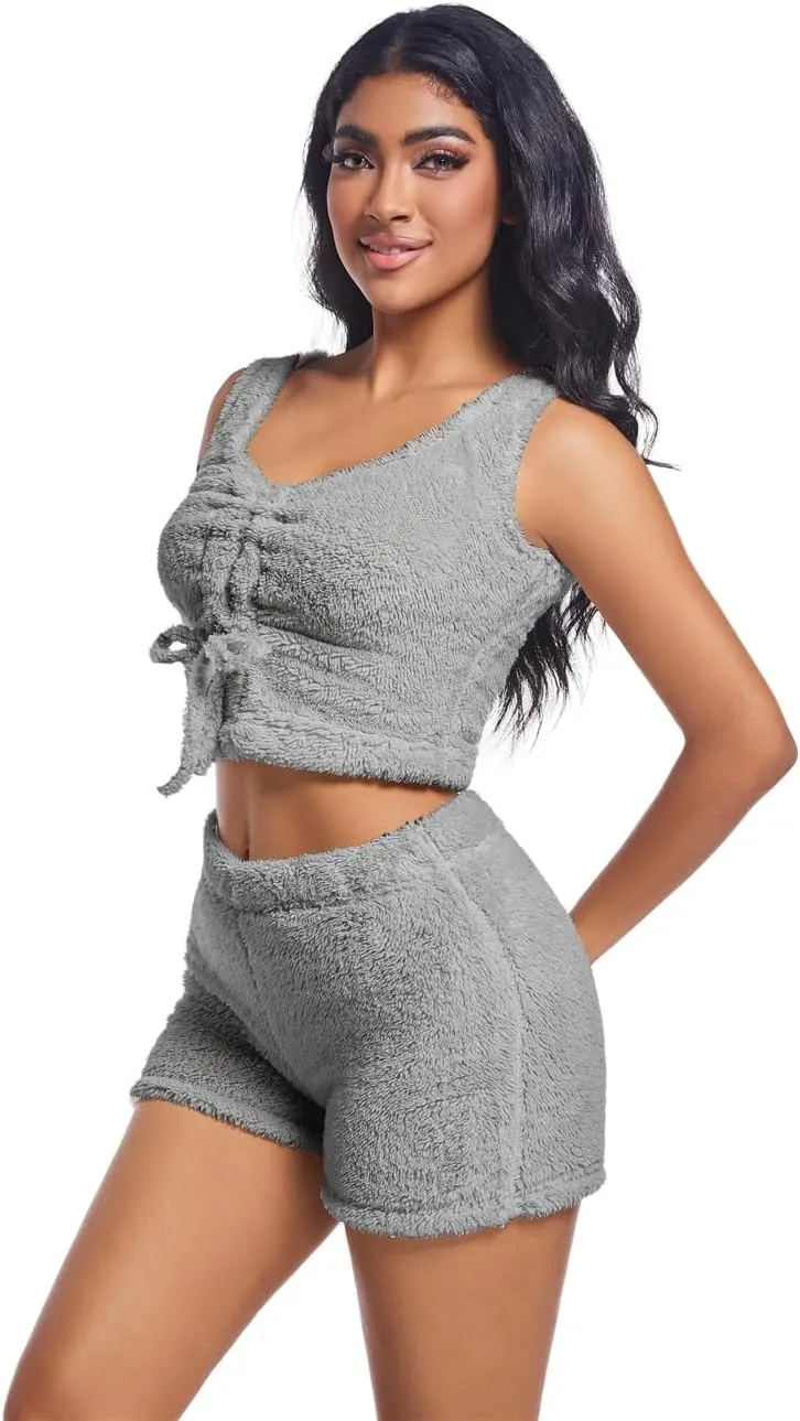Women's 3-Piece Fluffy Fleece Pajama Sets Loungewear Outfits