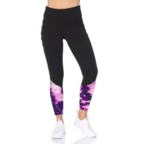 Women's 7/8 Highwaist Marble Leggings with Lattice Detail