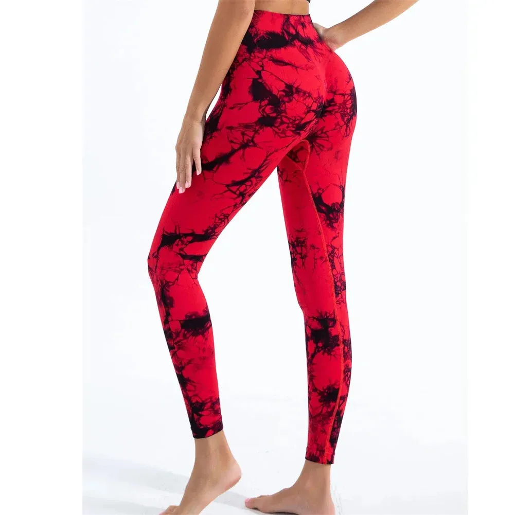 Women's High-Waist Seamless Tie-Dye Butt-Lifting Yoga Pants – Stretch Fitness Leggings