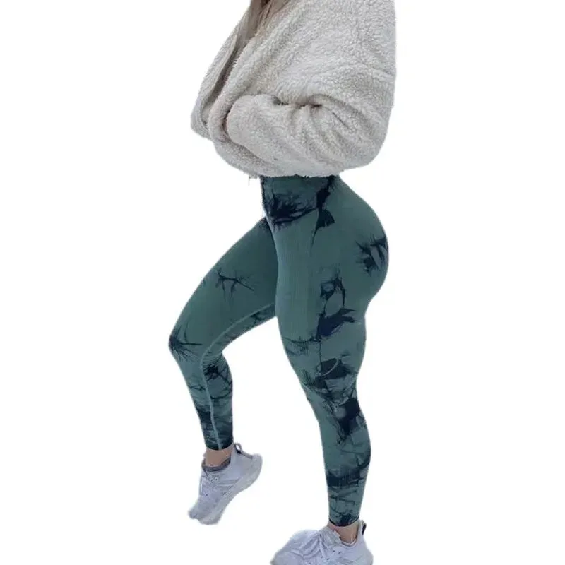 Women's High-Waist Seamless Tie-Dye Butt-Lifting Yoga Pants – Stretch Fitness Leggings