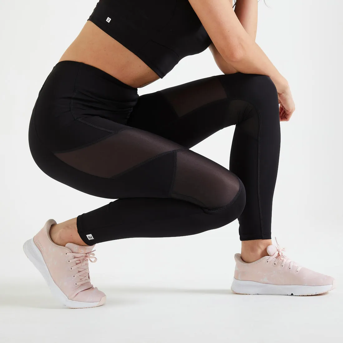 Women's High-Waisted Bi-Material Cardio Fitness Leggings