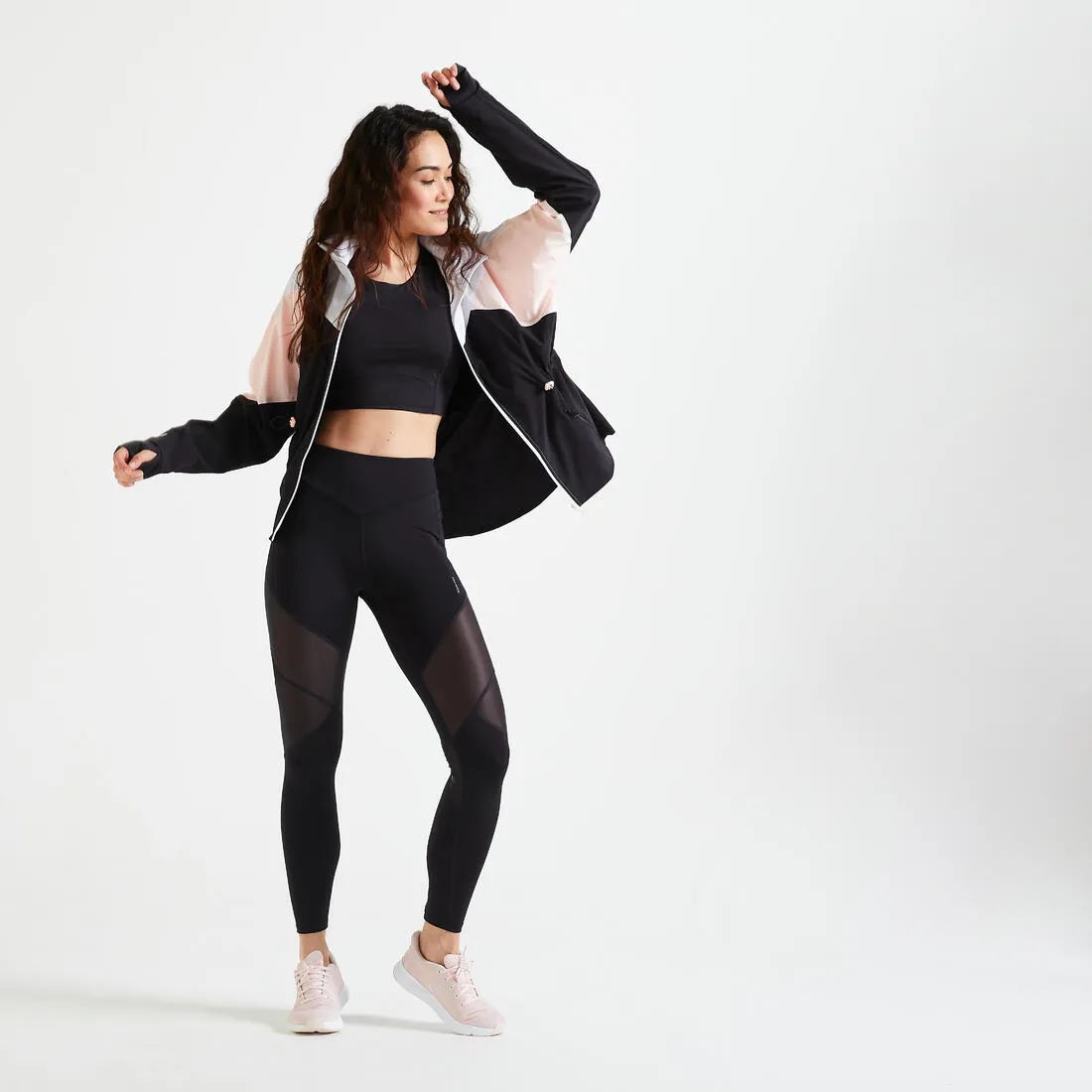 Women's High-Waisted Bi-Material Cardio Fitness Leggings