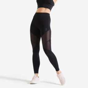 Women's High-Waisted Bi-Material Cardio Fitness Leggings