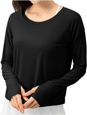 Women's Long Sleeve UPF 50  Sun Protection T-Shirts Crew Neck Lightweight Hiking Outdoor Top with Thumb Hole