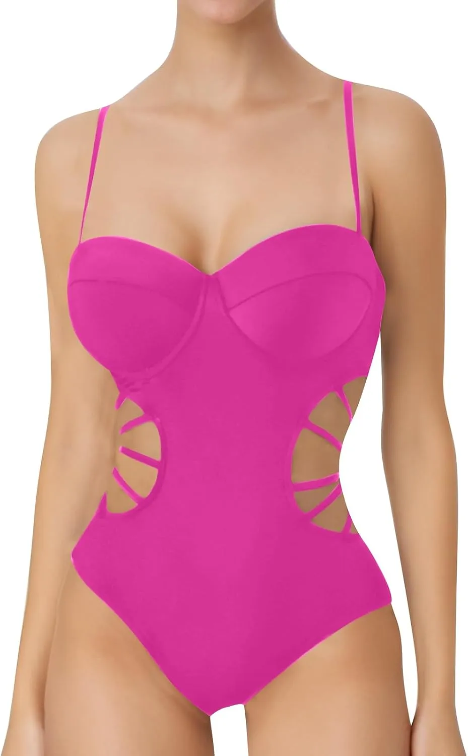 Women's One Piece Swimsuit Sexy Cutout Swimwear Tummy Control Bathing Suits Full Coverage Stie Side Swim Suits