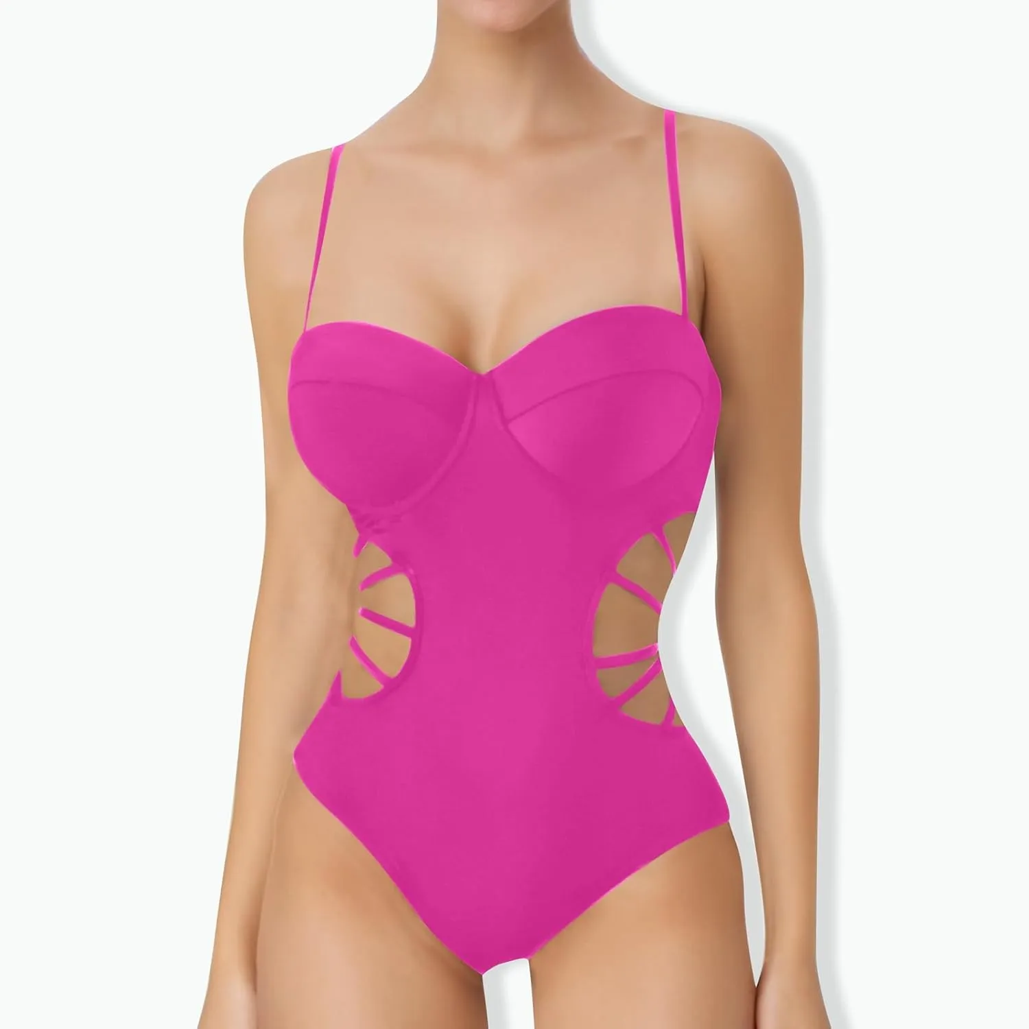 Women's One Piece Swimsuit Sexy Cutout Swimwear Tummy Control Bathing Suits Full Coverage Stie Side Swim Suits