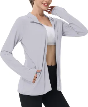 Womens Sun Shirts Full Zip UPF 50  Protection Hoodie Jacket Long Sleeve Summer Hiking Outdoor Lightweight Jackets