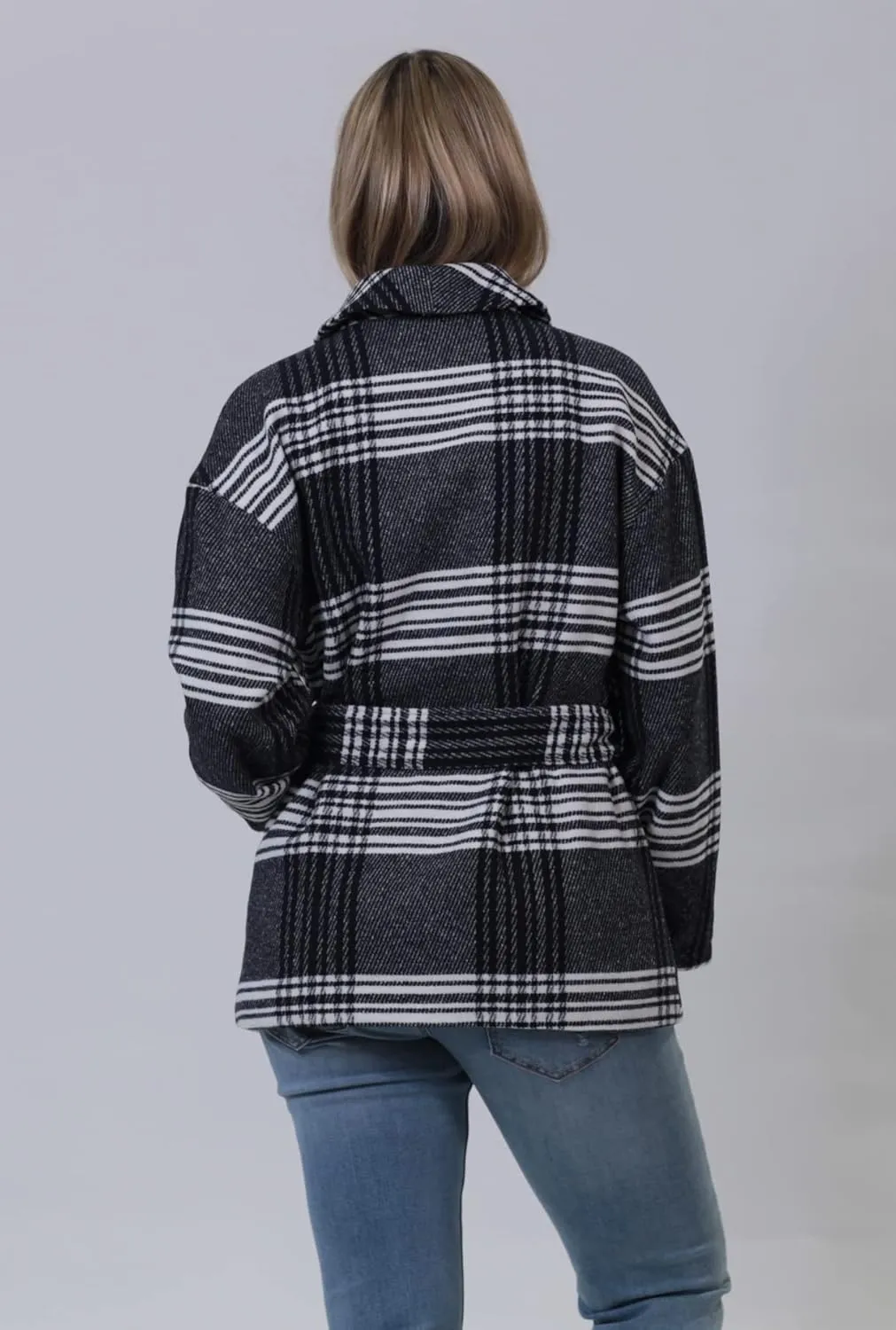 Women's Wool Plaid Belted Trench, Comfortable & Stylish, Trendy Coat