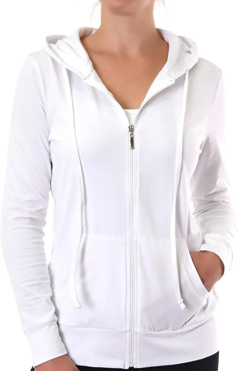 Women's Zip Up Active Yoga Gym Casual Thin Cotton Long Sleeve Jacket Hoodie