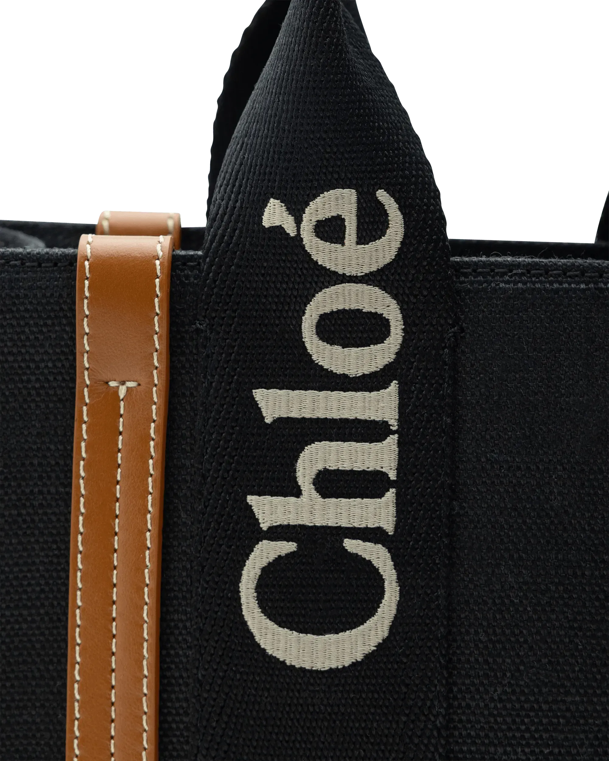 Woody Linen Leather Small Tote Bag
