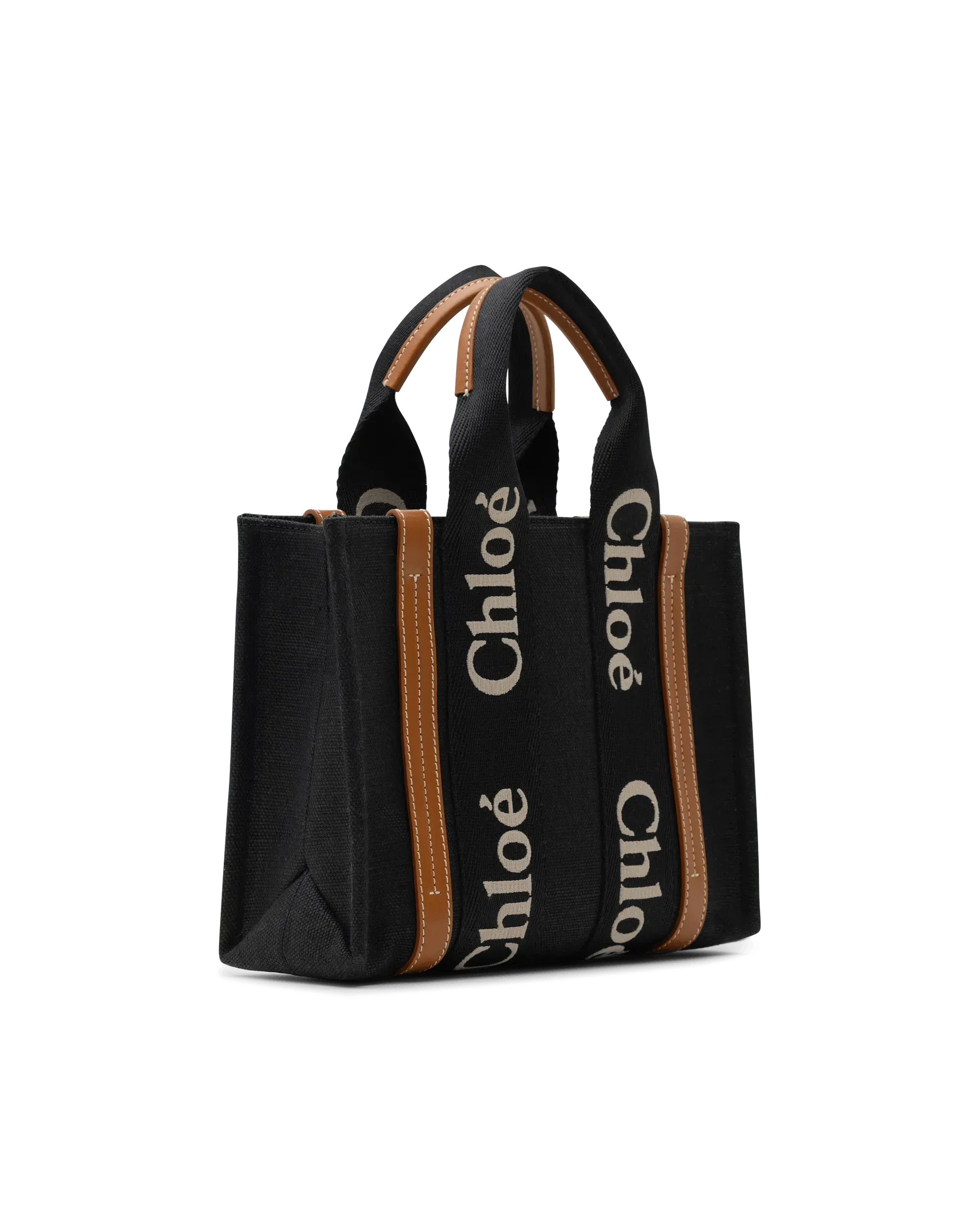 Woody Linen Leather Small Tote Bag